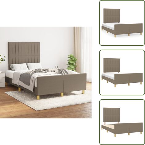 Bettgestell ohne Matratze Taupe 120x200 cm Stoff - Bettes Gestell - Doppelbett - Lattenrost - Kopfstütze - Schlafzimmer Möbel (1/5)