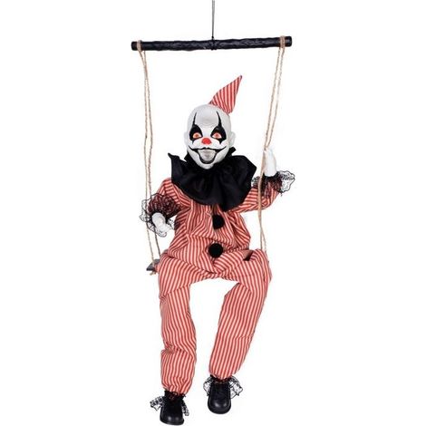 Automate Halloween à suspendre - PTIT CLOWN - Clown sur balançoire - Hauteur 70 cm - Décoration animée - Effets sonores (1/4)