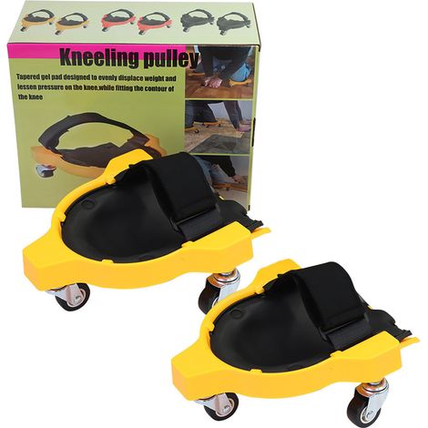 Rollbare Knieschoner, multifunktionaler verschiebbarer Knieschoner, leichter Knieschoner mit Rad und verstellbarem Riemen, Knieschoner für Autolackierung/Reparatur und Wartung (gelb)