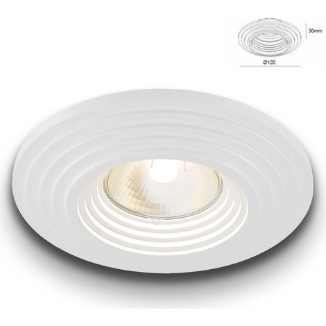 STOCK Portafaretto In Gesso Ceramico spirale ad incasso Diametro 120 35W GU10 IP20