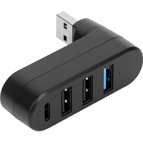 Hub USB à Multiple Ports 3.0, Mini Adaptateur Multiport 3ports USB-A 1 Port USB-C Rallonge USB (90°/180° Rotatif) pour Ordinateur Portable Voiture Compatible avec Macbook Samsung Notebook Imprimante (1/5)