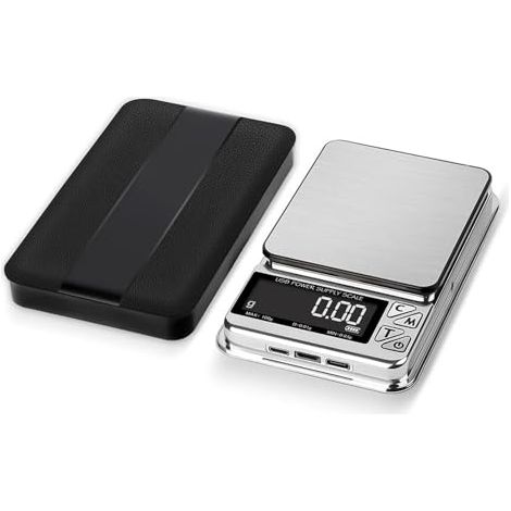 Taschenwaage 100 g/500 g, USB-aufladbar, digital, mit LCD-Display, für Schmuck, Elektronik, Edelstahl, hohe Präzision – 500 g, 0,01 g Genauigkeit
