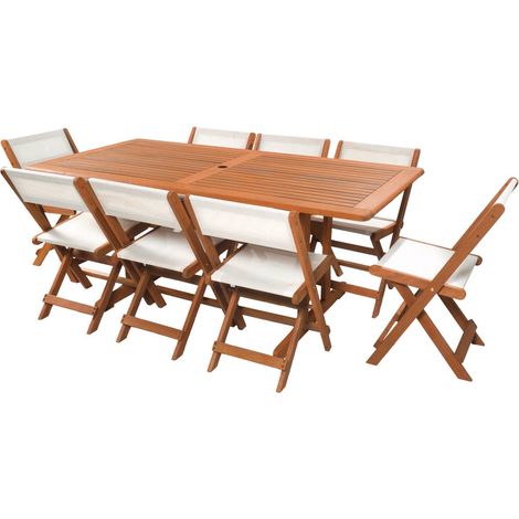 Mobili da giardino Seoul - 1 tavolo + 8 sedie - acero - beige