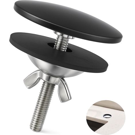 Cache Trou Evier Noir 5CM,Cache Trou Lavabo Noir,Cache Trou Evier Cuisine,Cache Lavabo Cuisine,Couvercle de Trou pour Bouchon de Trou de Robinet d'Évier (1/5)
