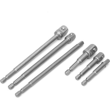 Clé à cliquet 6 pièces rallonge hexagonale tige prolongée outillage électrique manche robuste (1/5)