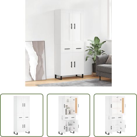 vidaXL Schrank -  Highboard Weiß 69,5x34x180 cm Holzwerkstoff (1/5)