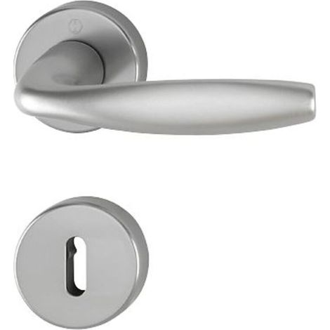 Paire de béquilles sur rosace New-York inox mat F9 – Système de verrouillage clé L – Montage rapide sans vis – 3736161 (1/5)