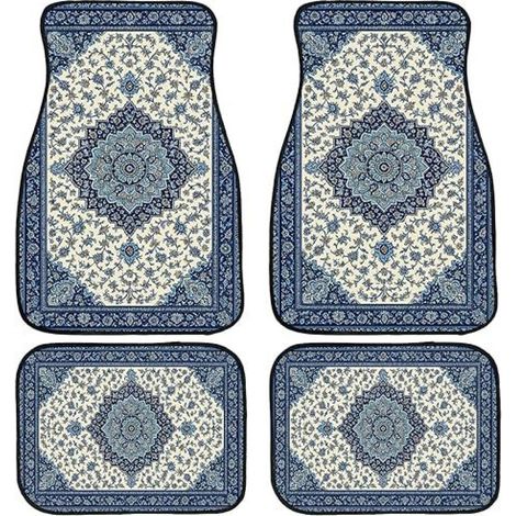 Alfombrillas azules para coche, juego de 4 piezas, alfombrillas delanteras y traseras, accesorios universales, aptas para todos los modelos de coche. (1/5)