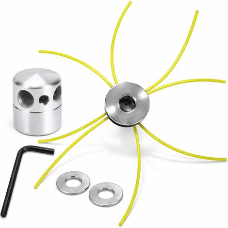 1 Tête débroussailleuse, Aluminium, 4 fils nylon 3,0 mm, Longueur 27 cm, Raccord M10 x 1,25, Jardinage