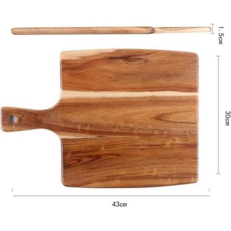 1 Planche à pizza, Bois résistant aux coupures, Poignée ergonomique, alimentaire, Cuisine maison (1/5)