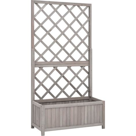 Teenpull – Garten-Spalier mit Blumenkasten Grau 70x30x135 cm Tannenholz (1/5)