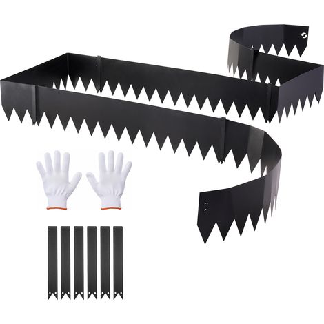 VEVOR Rasenkante 6er-Pack 1016x203 mm, Beeteinfassung mit 6 Befestigungsclips, Biegsame Rasenbleche aus Verzinktem Stahl, Mähkante, Palisade Beetumrandung für Blumenbeete & Gartenwege, Schwarz (1/5)