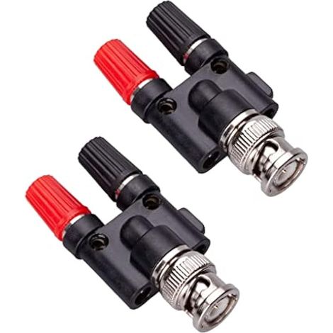 2PCS BNC Male Plug to 2x4mm Double Banana Jack Socket Binding Post Audio Adaptateur Connecteur (1/5)