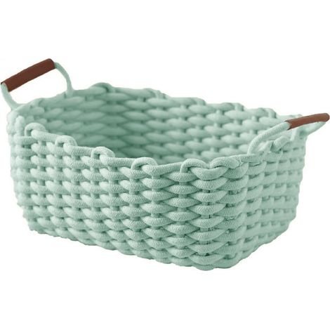 Panier de Rangement en Corde de Coton Organisateurs de Paniers de Rangement Rectangulaires Naturels DéCoratifs Pour Chambre de BéBé, Chambre à Coucher, Salon, Vert, Medium