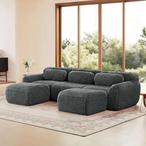 Canapé - Canapé modulable en forme de U - Tissu peluche haut de gamme - Mousse HR 32D - Aucun montage requis (1/5)