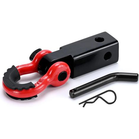 Manille Récepteur d'attelage 2 Pouces, 3/4" D-Ring avec Goupille d'attelage, Crochet de Remorquage Automobile Universel, pour Camion Jeeps de Récupération Off-Road (1/4)