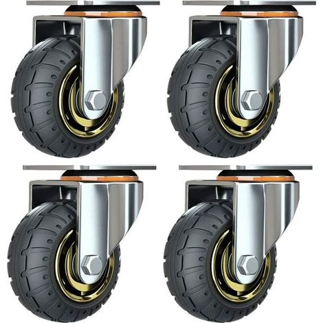 4 Stück 3 Zoll Universal-Lenkrollen ohne Bremsen, leise Trolley-Räder, Universalrollen, Lenkrollen, 75 mm Räder, Industrieplatten, Transportrollen für Möbel, FDC (1/5)