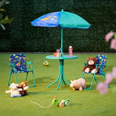 Set di mobili da esterno per bambini da 4 pezzi con ombrellone
