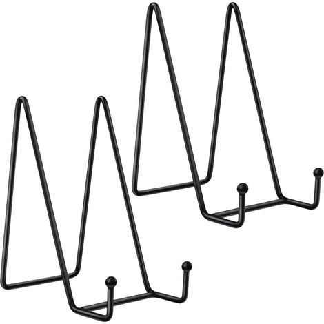 Présentoirs à assiettes de 15 cm-Lot de 2 supports en fer noir,chevalet,cadre métallique pour photos,vaisselle et objets décoratifs (1/5)