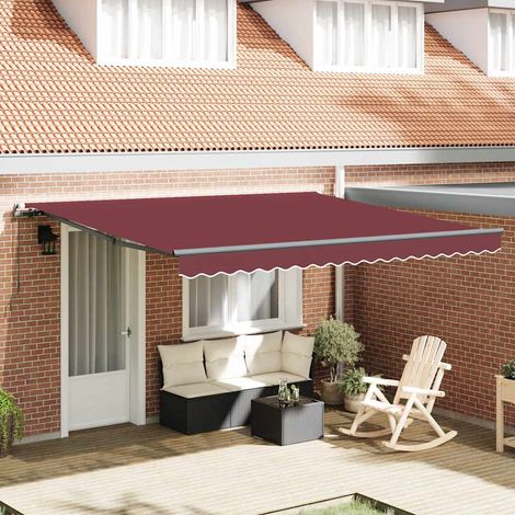 vidaXL Tenda da Sole Retrattile Manuale Bordò 400x300 cm