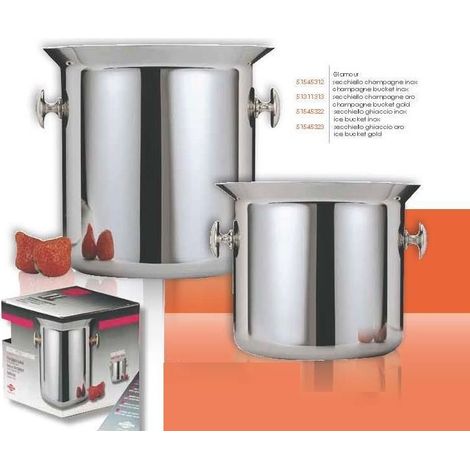 Secchiello per ghiaccio bottiglie champagne glamour pom in acciaio inox rivadossi (1/2)