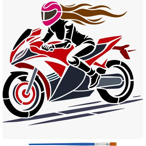 Modèle de Peinture Avec Pinceau 30X30cm Grand Pochoir Motos Motard Pochoir Réutilisable Modèle D'Artisanat de Bricolage Pochoirs à Thème de Moto pour la Décoration Intérieure (1/5)