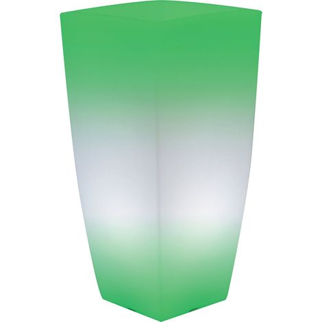 Vaso Luminoso Quadrato 33x33x70 cm Bauer Home Light Ghiaccio e Verde