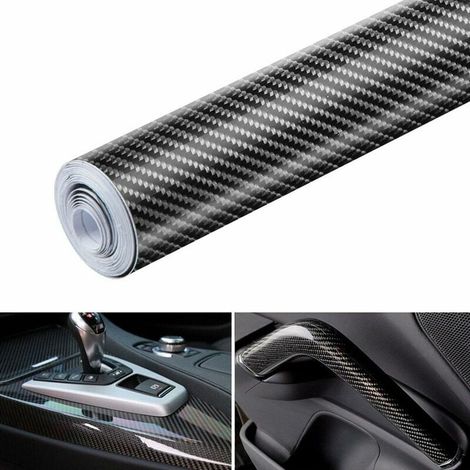 Pellicola adesiva in vinile 6D in fibra di carbonio, autoadesiva impermeabile senza bolle 300 30 cm, adatta per l'aspetto e gli interni di motocicli, computer, automobili. (Nero) (1/5)