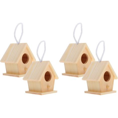 Vogelhaus zum Bemalen 4 Stück aus Unbehandeltem Holz (1/5)