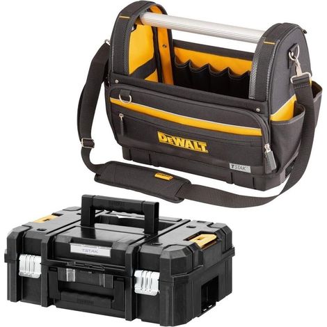 Dewalt Tstak Bottom Large Pro Open Mouth Tote Bag 18"" Toolbag + Tstak 2 Case (1/4)