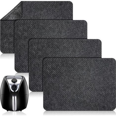 Lot de 4 tapis antidérapants pour friteuse à air, noirs, pour cafetière et micro-ondes, 40 x 30 cm