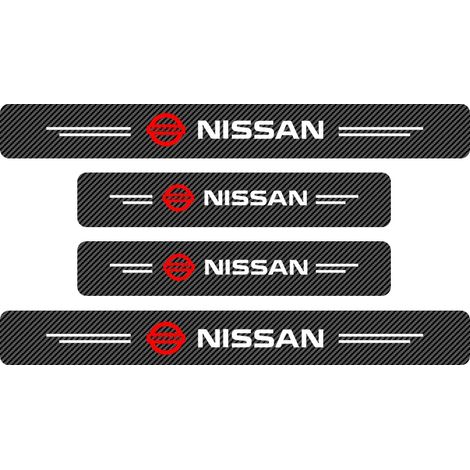 (Nissan - Lot de 4) Nouveaux autocollants de protection de seuil de porte en fibre de carbone, étanches, compatibles avec Nissan X-Trail T32 T31 Qashqai Tiida Teana. Style automobile (1/4)