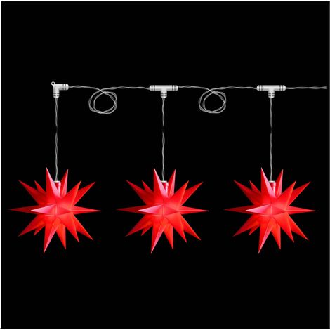Novaliv Dekostern LED - Weihnachtsstern, Dekostern, Adventsstern - 18 Zack 3D Optik 3er Sternenkette Rot LED mit Batteriefach + Fernbedienung (1/5)