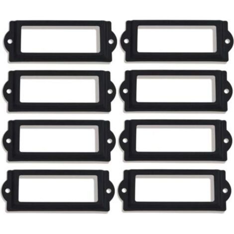 Set of 50 vintage black galvanized metal label holders, 60 x 17 mm, for bookcase drawers (1/5)