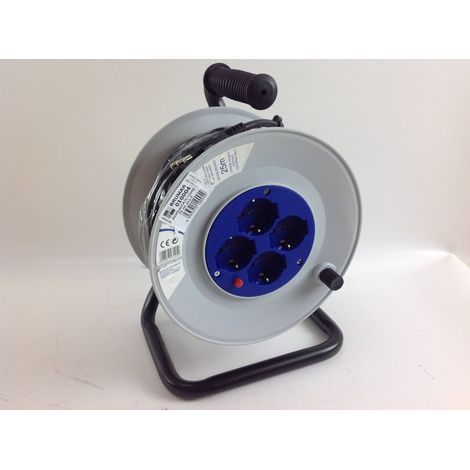 Kabeltrommel 25m Stecker 2-polig+Erde 16A 1 Schuko-Steckdose 2-polig+Erde 16A / 4 Steckdosen