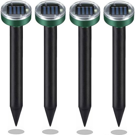 Tueur de rongeurs solaire, lot de 4, tueur de rongeurs à ultrasons, répulsif anti-insectes solaire sonique étanche