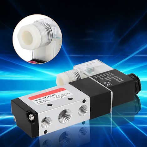 Électrovanne pneumatique 5 voies en alliage d'aluminium à 2 positions - Équipement de tuyauterie pneumatique (220 V) (1/5)