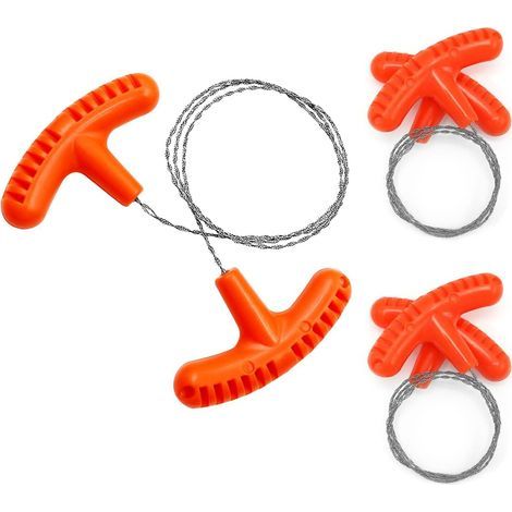 3-teiliges Edelstahl-Seilsägenset für Camping, Holz- und Rohrschneiden, Outdoor-Ausrüstung, Orange (1/5)