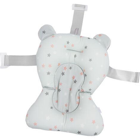 Coussin de bain doux et respirant pour bébé, matelas flottant pour nouveau-né, motif étoiles bleu clair, mignon et ajustable (1/5)