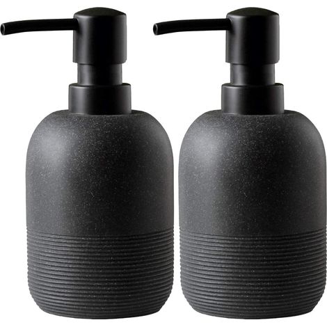 Distributeur de savon noir 2 pièces avec pompe à savon et lotion pour les mains, pour lavabo au design élégant (1/5)