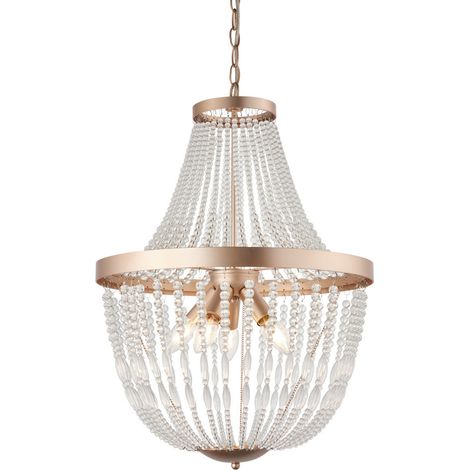 Endon Celine - Suspension à 5 ampoules, peinture or rose et verre transparent, E14 (1/5)
