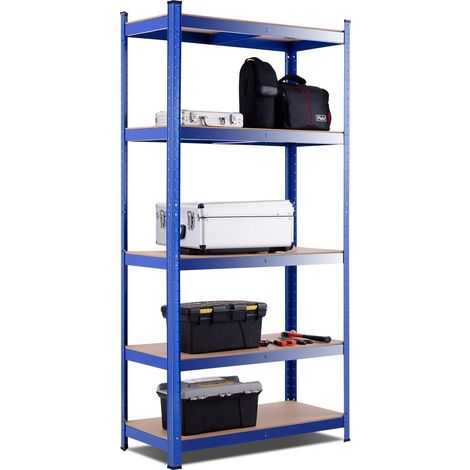 Scaffale con 5 livelli, mobile resistente con 5 mensole, capacita di peso 875 kg, altezza mensole regolabile, senza bulloni, uso versatile 90x40x180cm (1/5)