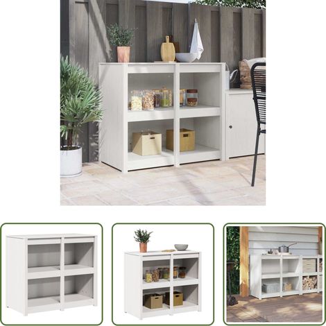 vidaXL Massivholz - Küchenschrank Warmes Weiß 106 x 55 x 92 cm Massives Kiefernholz (1/5)