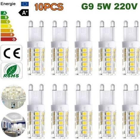 Lot de 10 Ampoules LED G9 - Blanc Froid 6000K 400LM - 5W - Économie d'Énergie (1/4)