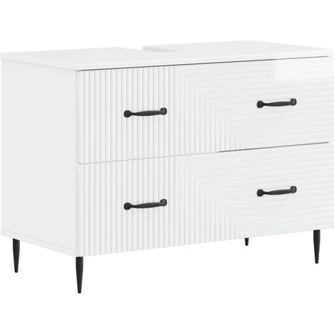 Waschbeckenschrank HAARLEM Hochglanz Weiß 82 x 41 x 58,5 cm vidaXL (1/5)