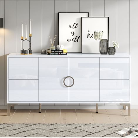 mobile credenza 150x38x59,5 contenitore lucido bianco OKMYHOME (1/5)