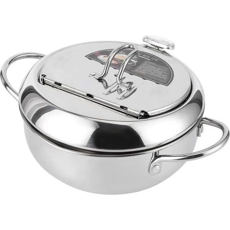 Friteuse - Acier inoxydable - 20 cm - Couvercle inclus - Poignée au toucher froid (1/4)
