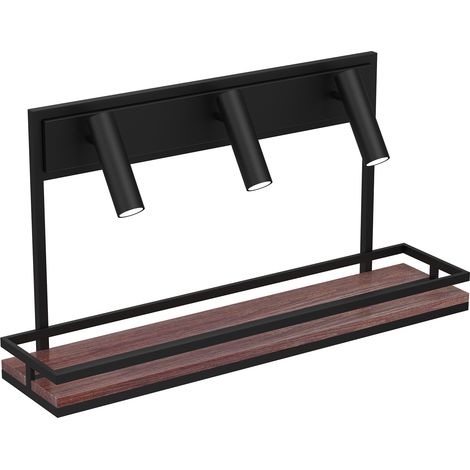 Applique murale noire bois-foncé 3 spots GU10 Luminex