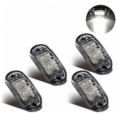 Feux de Gabarit Latéraux Feux De Dégagement LED pour 12V 24V Universel Remorque Camion Lorry Caravan Bus (4pcs Blanc)