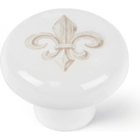 Pomo para Mueble Estilo Decorativo Fabricado en Porcelana Acabado en Flor Lys Medidas 404031 mm Sistema de Fijación 2 Unidades - (1/2)